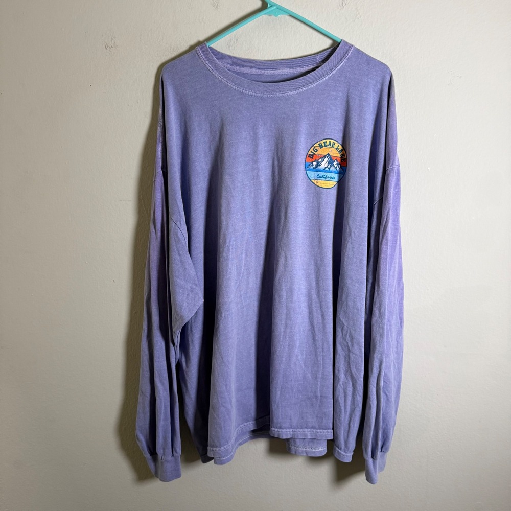 Big Bear Lake California Purple Long Sleeve Graphic T-Shirt Mens XL Relaxed Fit